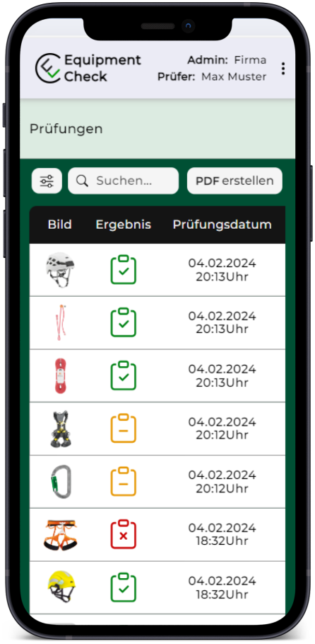Equipment Check immer und überall nutzen, auch ideal für das Smartphone